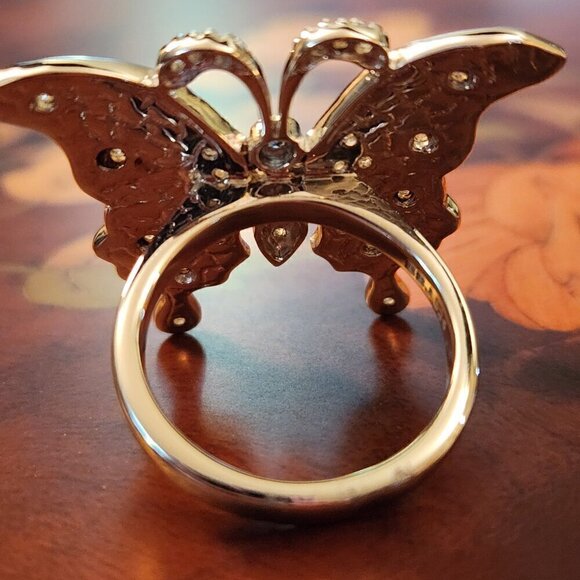 JTV Mosaic Mother of Pearl Topaz Zircon 925 Silver Ring - Picture 4 of 8